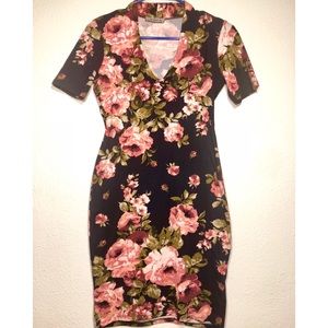 Dark Navy Blue, Floral Dress